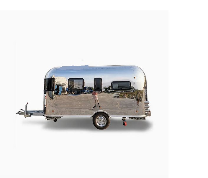 Polished aluminum event trailer unit for larger Bike Café deployments